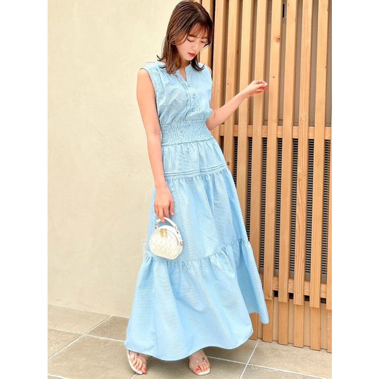 【dazzlin】ノースリシャーリングフレアワンピース ノースリーブ　夏服 dazzlin】ノースリシャーリングフレアワンピース ノースリーブ