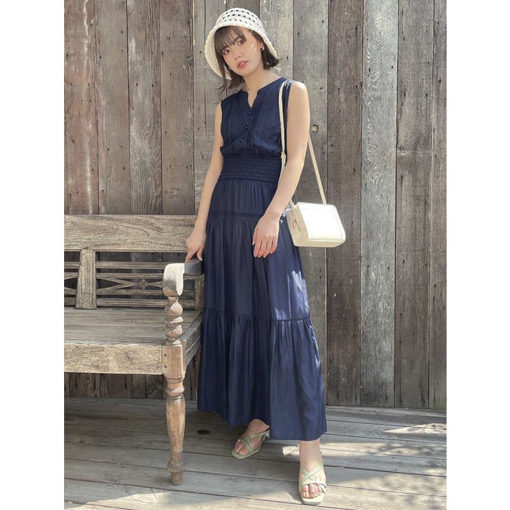 【dazzlin】ノースリシャーリングフレアワンピース ノースリーブ　夏服 dazzlin】ノースリシャーリングフレアワンピース ノースリーブ