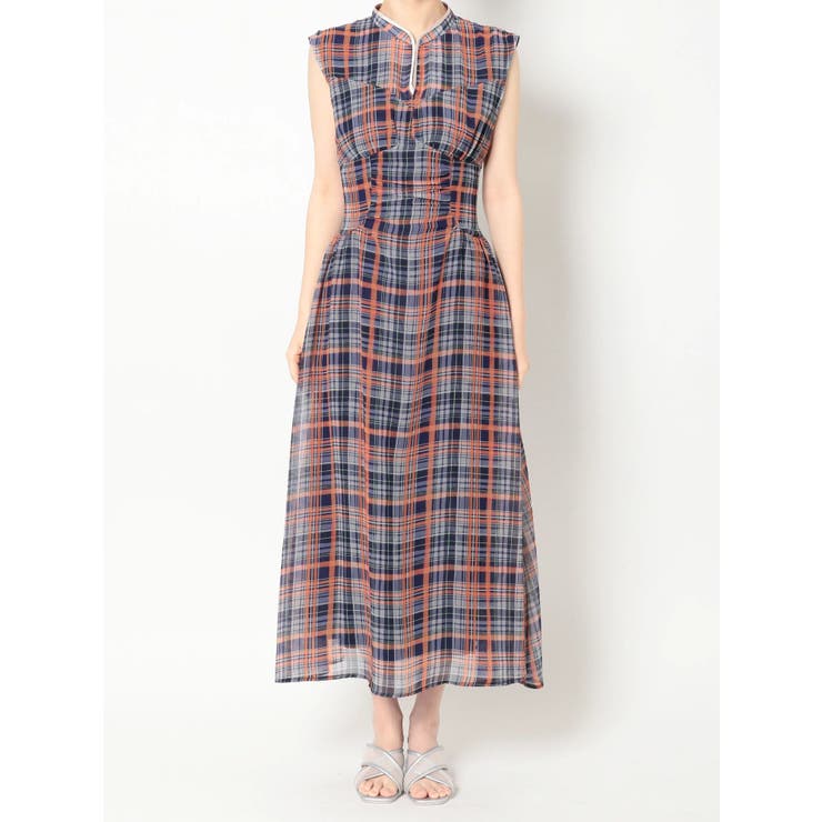 dazzlin ワンピース シアーチェックパイピングワンピース[品番：MKSW0050954