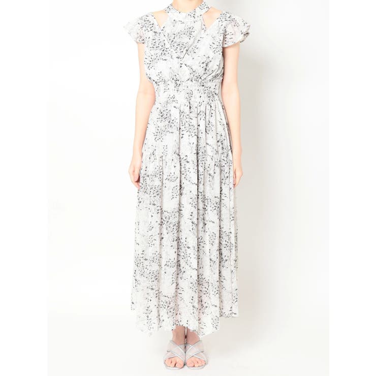 カットアウトフラワープリントワンピース[品番：MKSW0050495]｜dazzlin