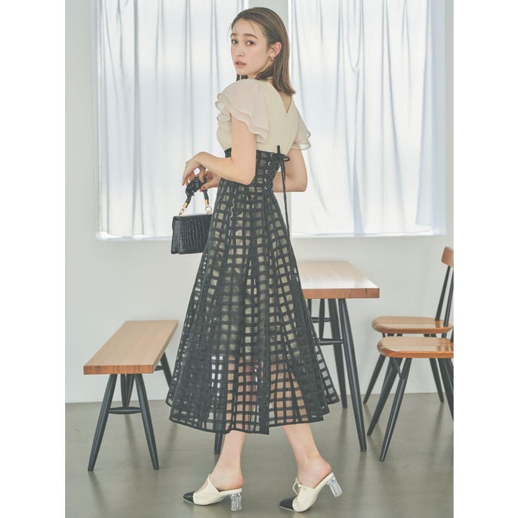 dazzlin シアーチェックコルセットワンピース WEB限定】シアーチェックコルセットワンピース（ワンピース