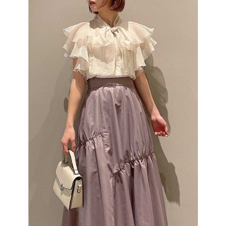 IENA - MUVEIL♡SUMMERCollectionパイナップル柄シアーブラウス美品 WEB限定カラーあり】シアーパイピングフリルブラウス[品番