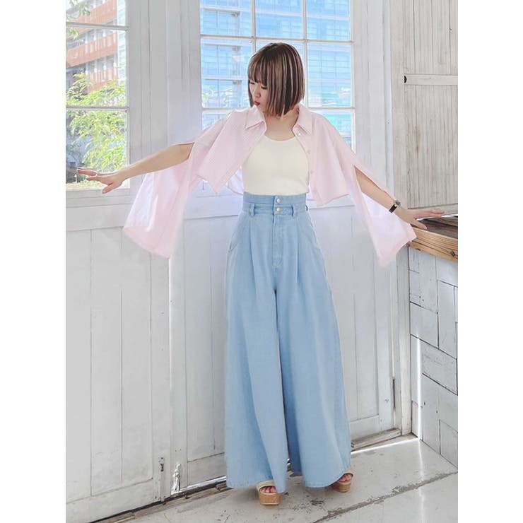 スリットスリーブクロップドシャツ[品番：MKSW0051217]｜dazzlin
