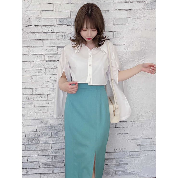 スリットスリーブクロップドシャツ[品番：MKSW0051217]｜dazzlin