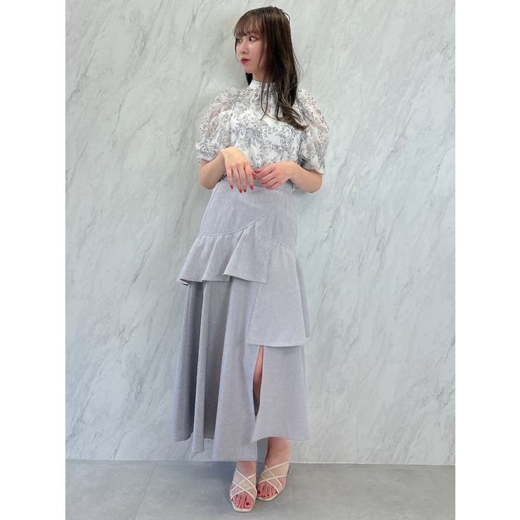 トーンフラワーギャザーブラウス[品番：MKSW0050502]｜dazzlin