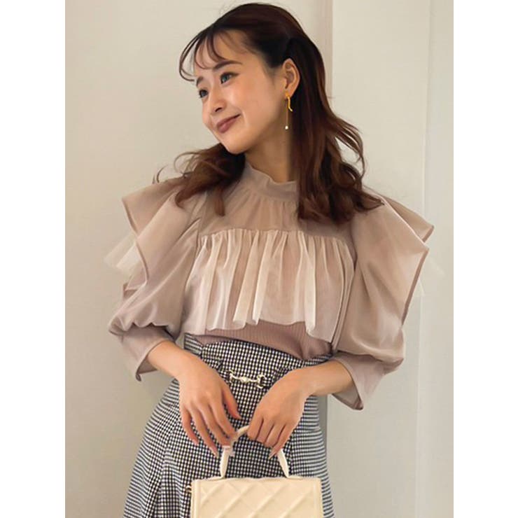 シアーチュールインフリルトップス[品番：MKSW0051550]｜dazzlin