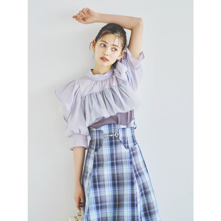 シアーチュールインフリルトップス[品番：MKSW0051550]｜dazzlin