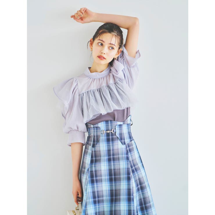 シアーチュールインフリルトップス[品番：MKSW0051550]｜dazzlin 