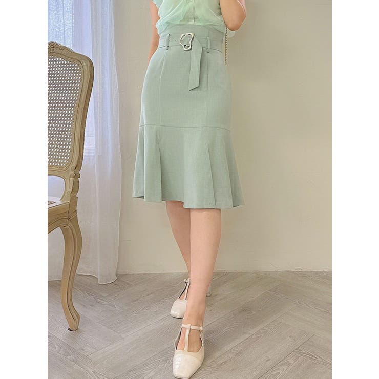 グリーン | バックルスリットミディスカート | dazzlin