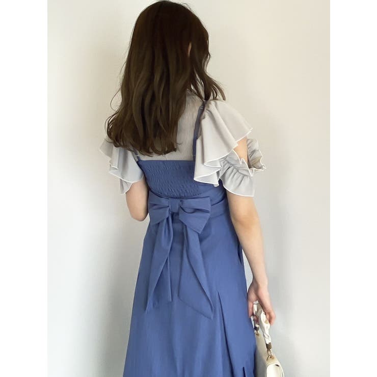 【新品】dazzlin ダズリンリボン付き　キャミワンピース　Mサイズ リボンパーティキャミワンピース[品番：MKSW0061240]｜dazzlin
