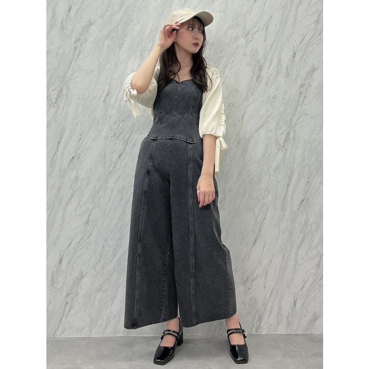 ハートネックデニムオールインワン[品番：MKSW0052654]｜dazzlin