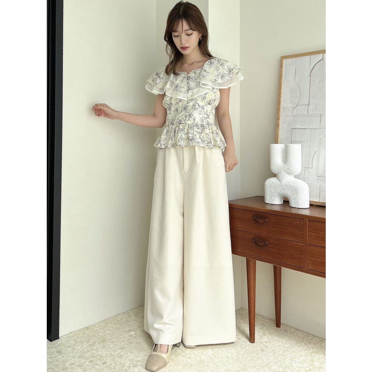 【春夏衣料】shanti  / ブラウス デイフラワー [メール便対象品] ブラウス シャツ インポートフラワープリントフレアカラー