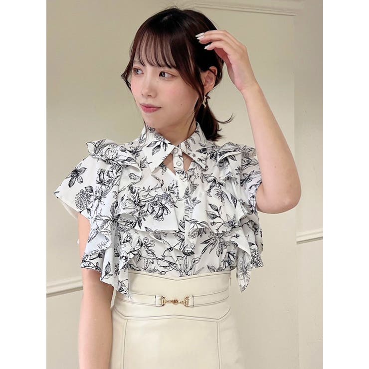 カットアウトフリルシャツトップス[品番：MKSW0052756]｜dazzlin