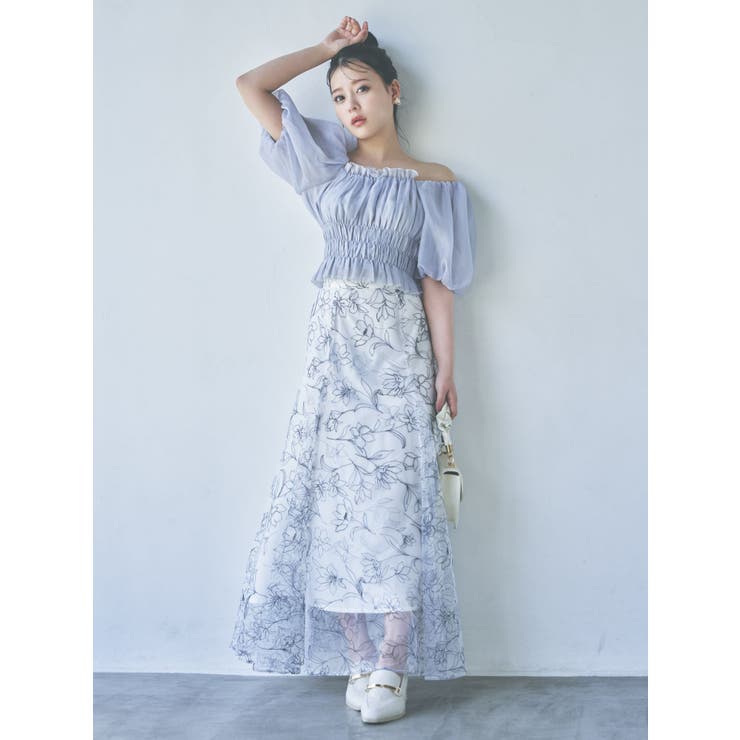 人気便利グッズ フラワーグリッターシアースカート[品番：MKSW0051717]｜dazzlin パンツ