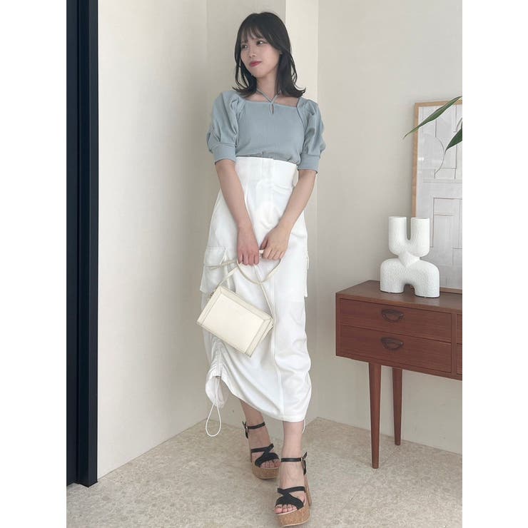 新品 タックスリーブカットトップス 白 タックスリーブカットトップス(Tシャツ/カットソー)｜トップス