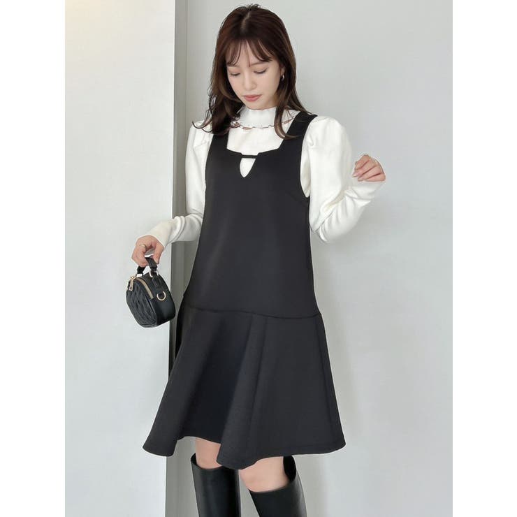 T&E...115様 ミニジャンスカ S黒 シャーリング2WAYジャンパースカート｜WOMEN｜250ISC33-230B｜AZUL BY