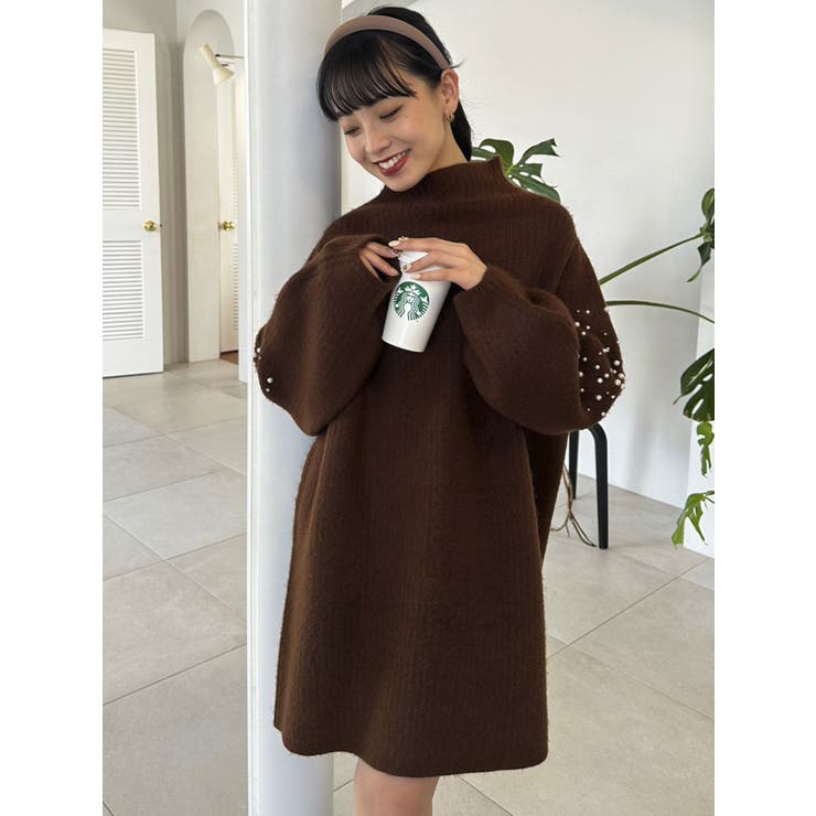 パーティパールビジューニットワンピース[品番：MKSW0052679]｜dazzlin