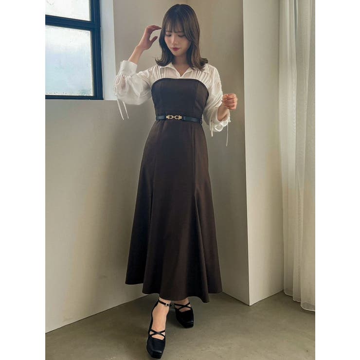 ビットベルト付ビスチェライクワンピース[品番：MKSW0053394]｜dazzlin