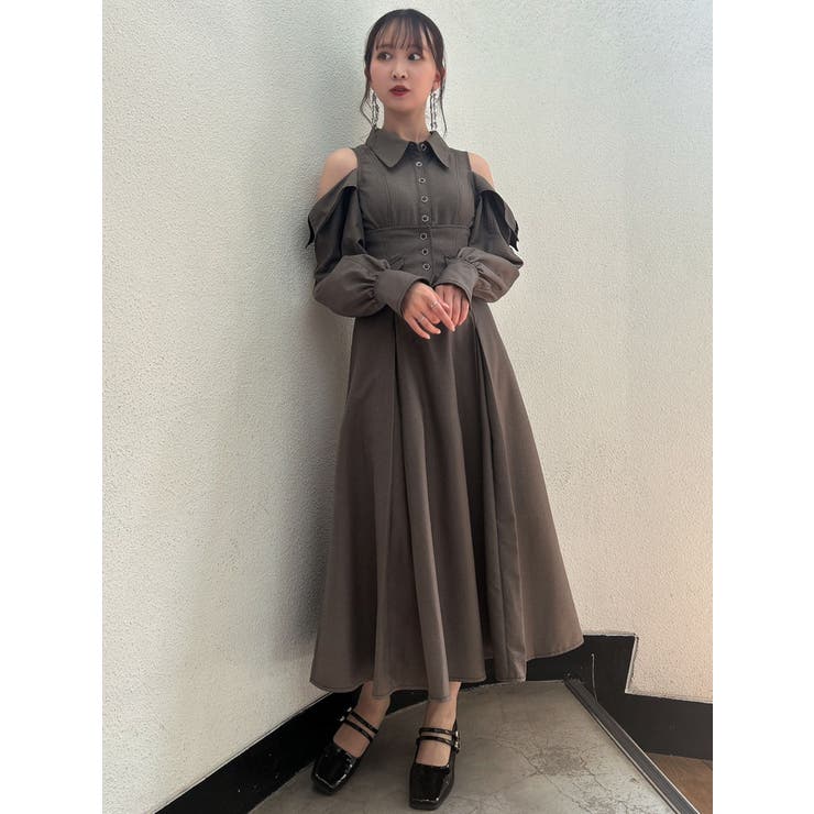 dazzlinコルセットワンピース dazzlin オープンショルダーコルセットワンピース（アイボリー