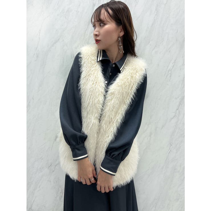 バイカラーラインシャツワンピース[品番：MKSW0053949]｜dazzlin