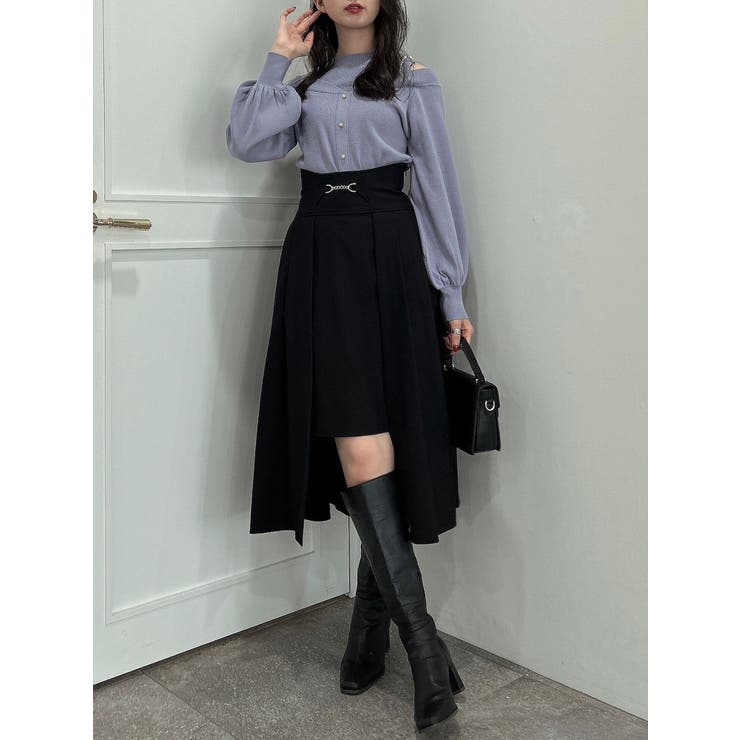 ダブルスタンダード ギャザーたっぷり フィッシュテール スカート ネイビー M タックギャザータフタスカート / GRACE CONTINENTAL | GRACE