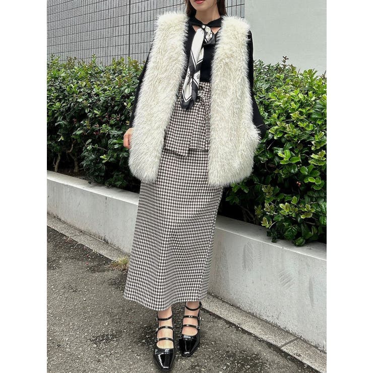 ペプラムデザインIラインスカート[品番：MKSW0054319]｜dazzlin