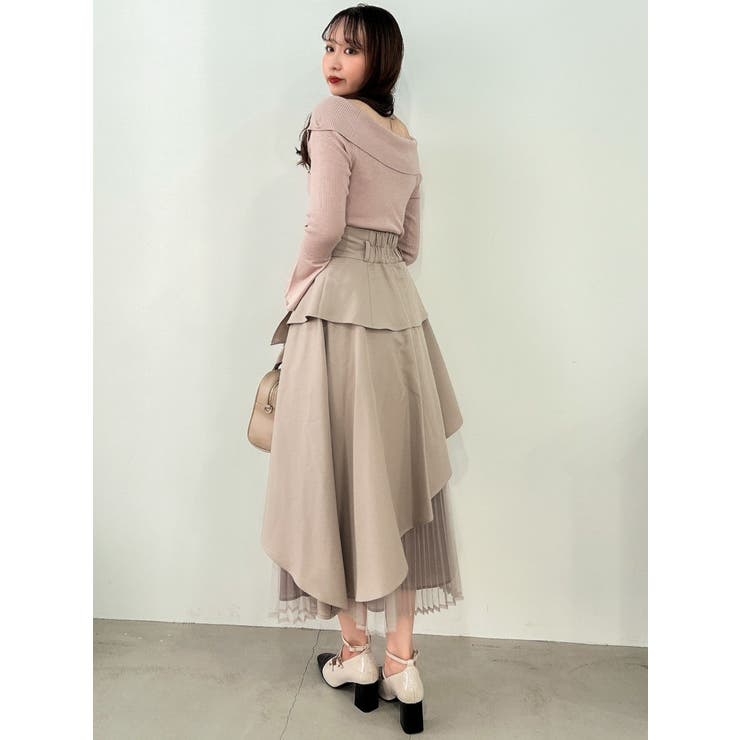 トップス kazuchan Asymmetric Neck Knitted Sleeveless Top - light green - Mame