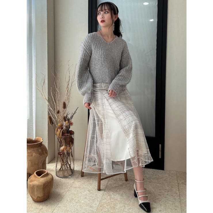 ブレンドカラークロップドニットトップス[品番：MKSW0053843