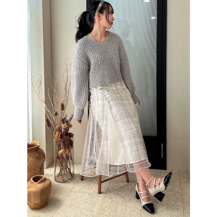 ブレンドカラークロップドニットトップス[品番：MKSW0053843