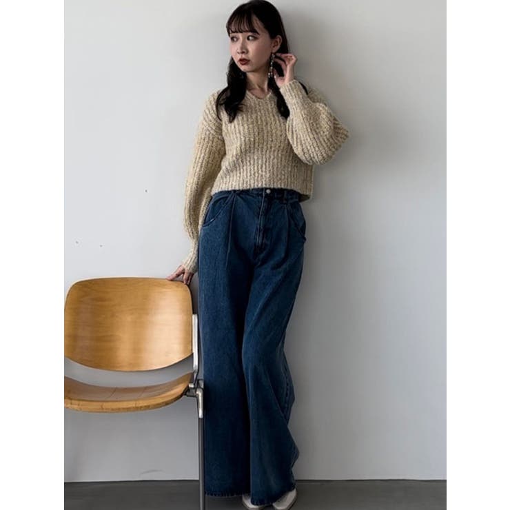 ブレンドカラークロップドニットトップス[品番：MKSW0053843