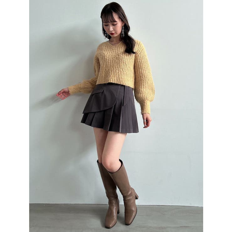 ブレンドカラークロップドニットトップス[品番：MKSW0053843