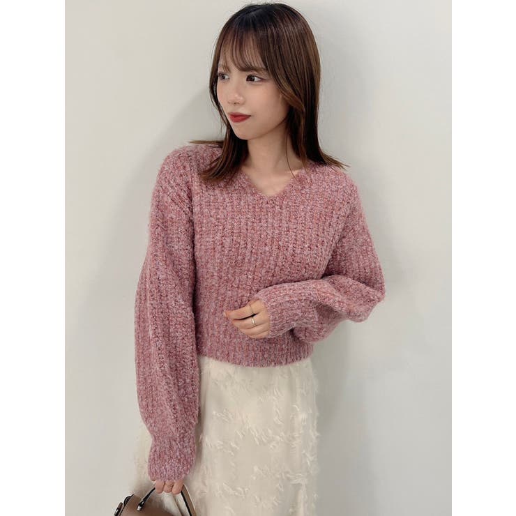 ブレンドカラークロップドニットトップス[品番：MKSW0053843