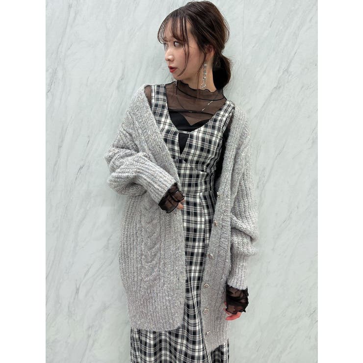 パープル | ブレンドカラーミドルカーディガン | dazzlin