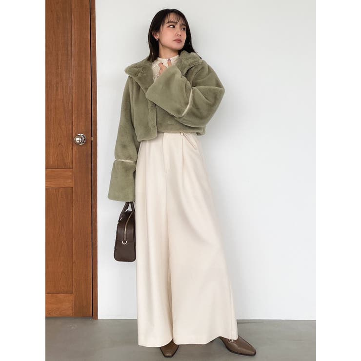 ショートビットフェイクファーコート[品番：MKSW0053414