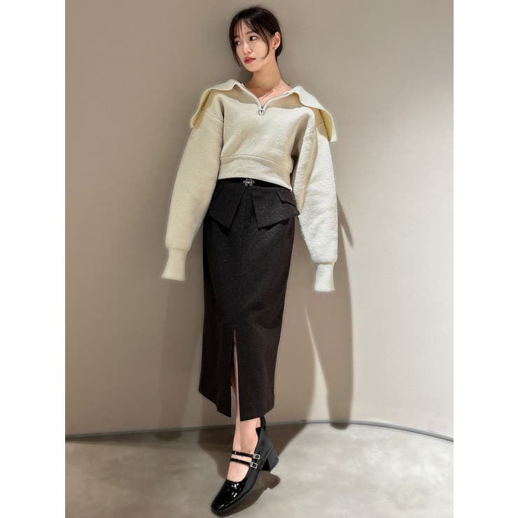 フラワーモチーフペプラムスカート[品番：MKSW0053418]｜dazzlin