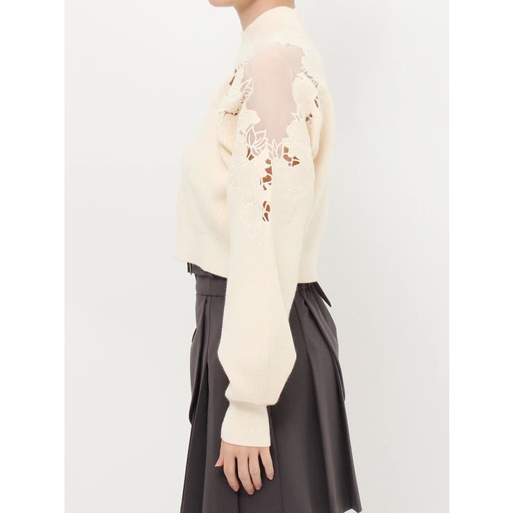 新品 今季物 大人気 ☆ dazzlin エンブロイダリー ニット トップス エンブロイダリーレースニットトップス[品番：MKSW0054327]｜dazzlin