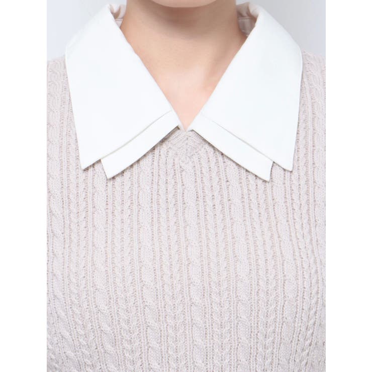 ダブルカラーケーブルドッキングトップス[品番：MKSW0054328]｜dazzlin