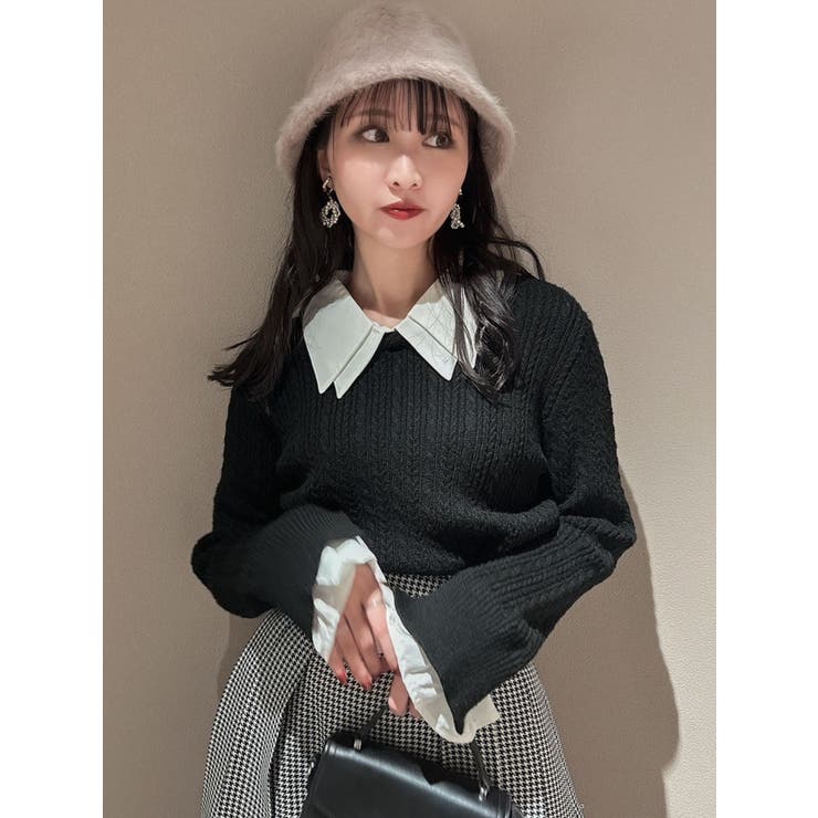 ダブルカラーケーブルドッキングトップス[品番：MKSW0054328]｜dazzlin