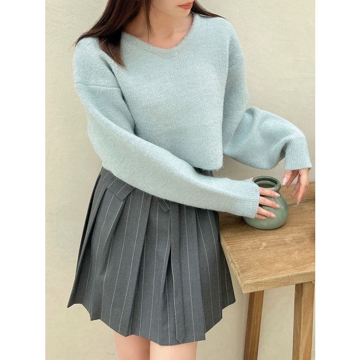 新品タグ付き！3点セット♡リルリンリン☆セーター2着&ショルダーバッグ1個 25WINTER PRE-ORDER】2way Neck Melange Knit Pullover