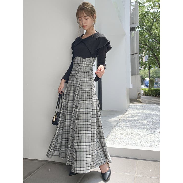 【 新品・ タグ付】 dazzlin チェック コルセット ワンピ Navy 新品・ タグ付】 dazzlin チェック コルセット ワンピ Navy