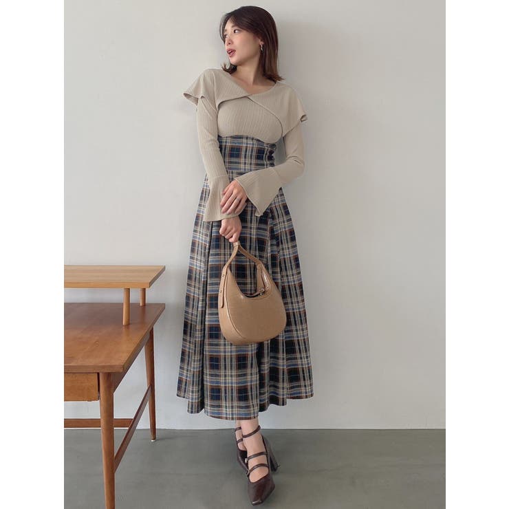 dazzlin ビッグカラーチェックコルセットワンピース M dazzlin（ダズリン）の「ビッグカラーチェックコルセット
