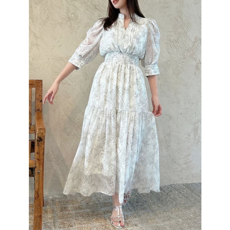 パイピングカラーコスモワンピース[品番：MKSW0056021]｜dazzlin