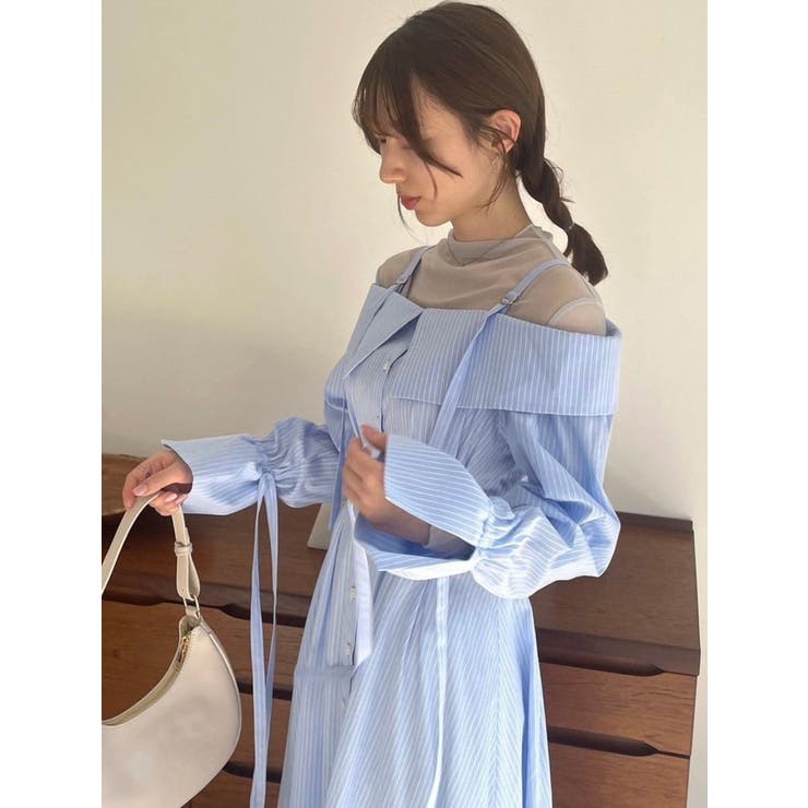 シャツ襟オフショルワンピース | selectshop MAJOLIE
