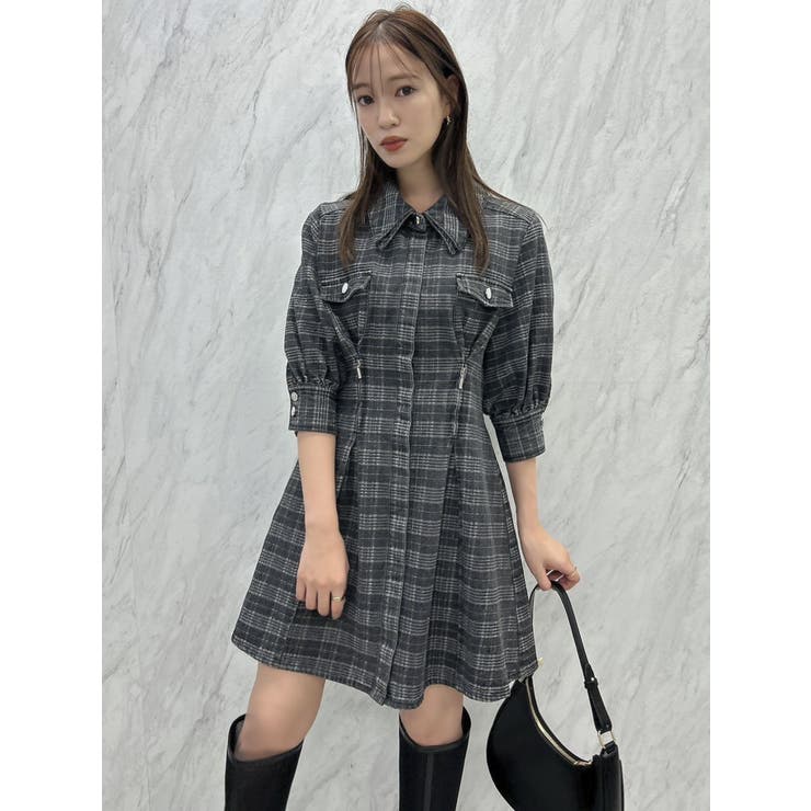 ★新品・未使用、タグ付★ ジャミニjamini リゾートワンピースフリーサイズ 長袖レイヤードシャツミニワンピース[品番：MKSW0066163