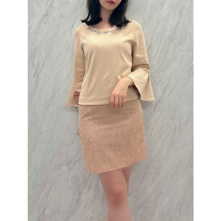 ベージュ | ジャカード切替サックワンピース | dazzlin