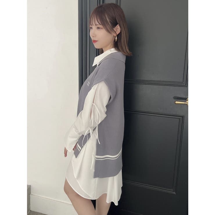 シャツイレフレアミニワンピース[品番：MKSW0056679]｜dazzlin