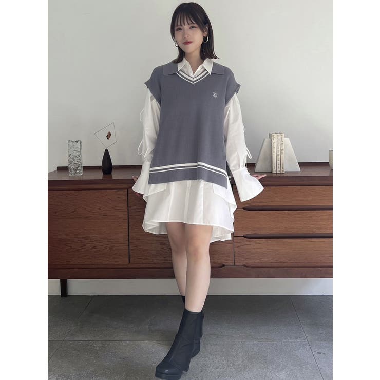 dazzlin（ダズリン）の「シャツイレフレアミニワンピース