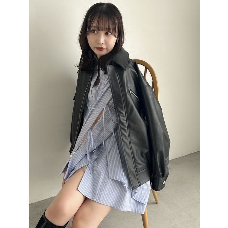 シャツイレフレアミニワンピース[品番：MKSW0056679]｜dazzlin