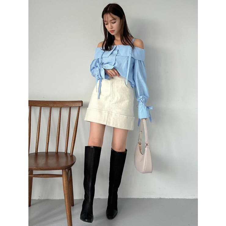 キャンディースリーブオフショルシャツブラウス | dazzlin | 詳細画像22 