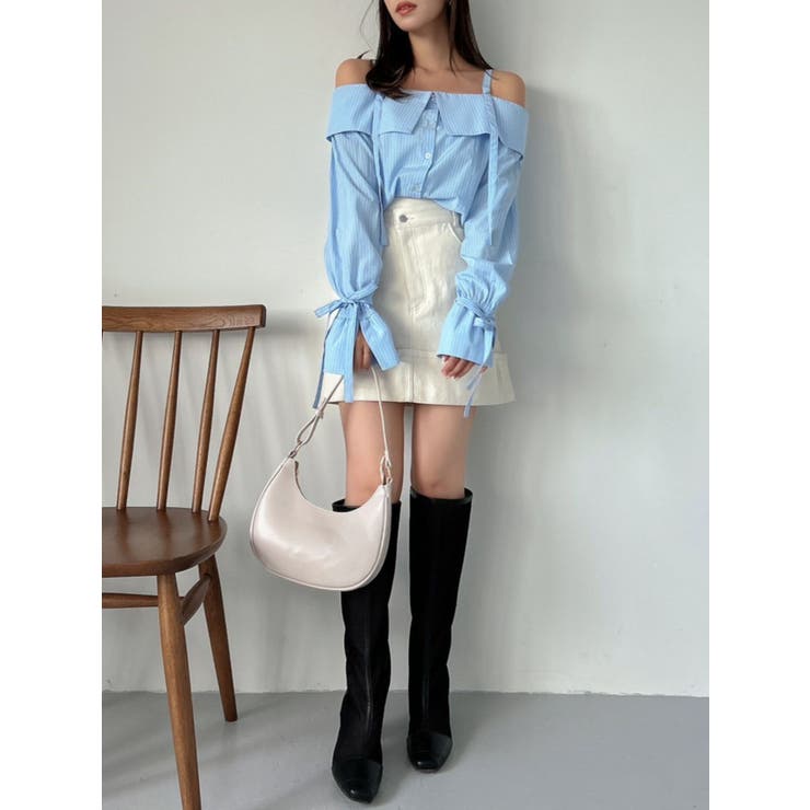 キャンディースリーブオフショルシャツブラウス | dazzlin | 詳細画像24 